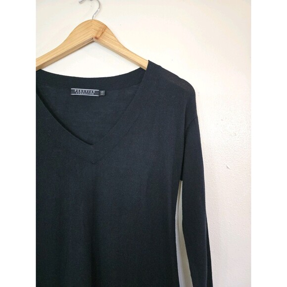 Peruvian Connection V Neck Long Sleeve Pima Cotton Dress Size XS Black Short - Picture 2 of 7